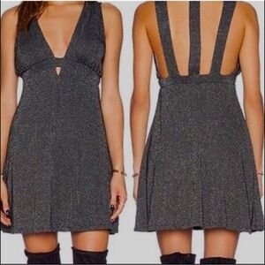 Free People Glittering Charcoal Backless Dress